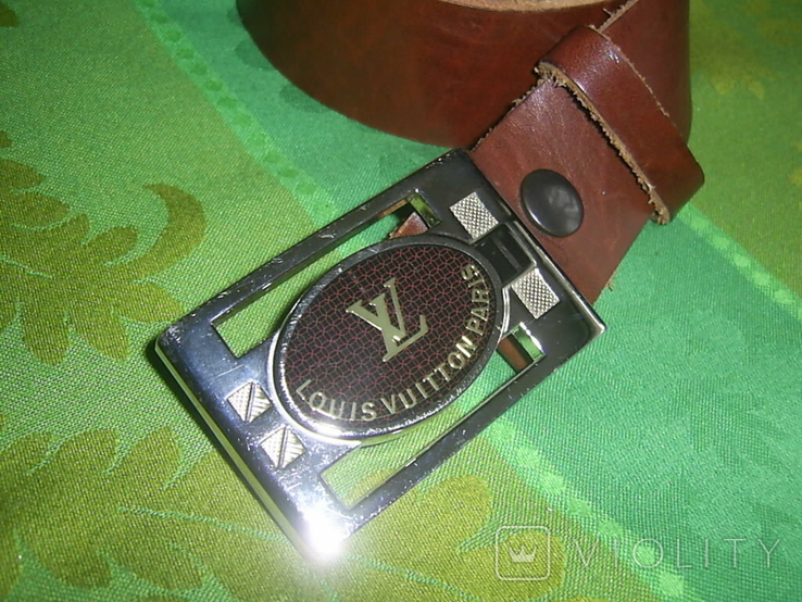 Ремень кожаный с брендовой пряжкой., фото №2