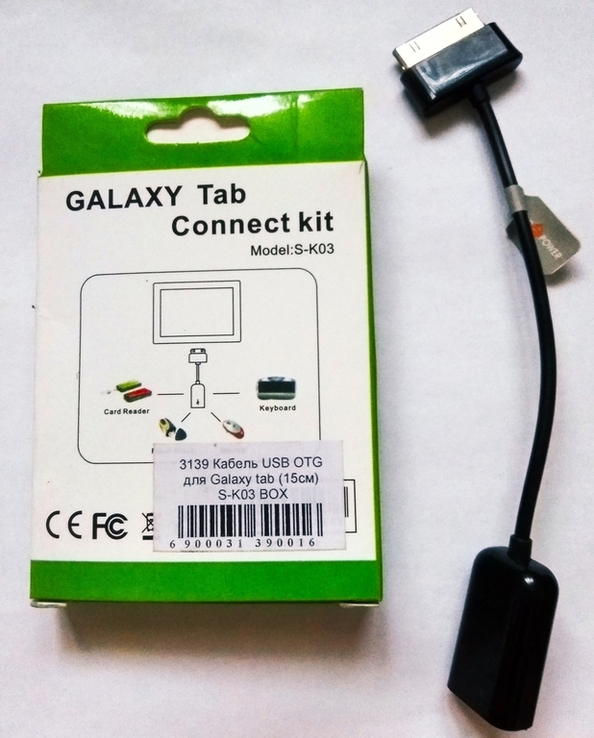 Кабель OTG USB Адаптер OTG USB Samsung OTG Galaxy Tab 30-pin 0.15м (торг), photo number 2