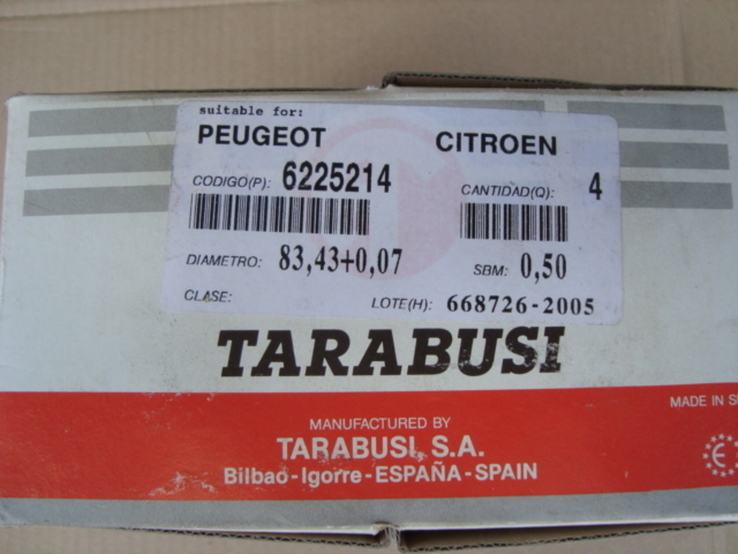 КОМПЛЕКТ ПОРШНЕЙ ДВИГАТЕЛЯ TARABUSI 6225214 для Citroen, Peugeot 1.9D 83,5mm D9B(XUD9), photo number 4