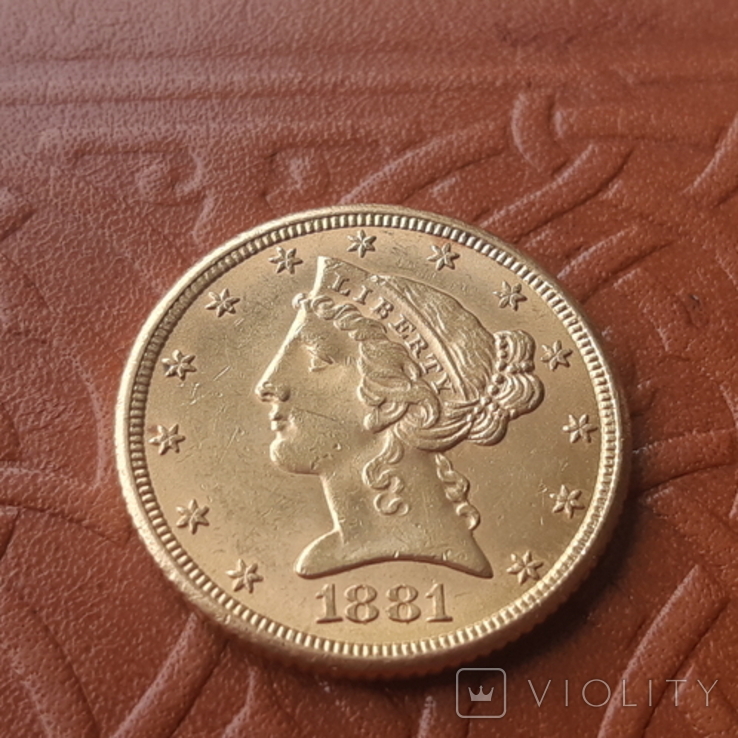 США 5долларов,1881 Половина орла., фото №5