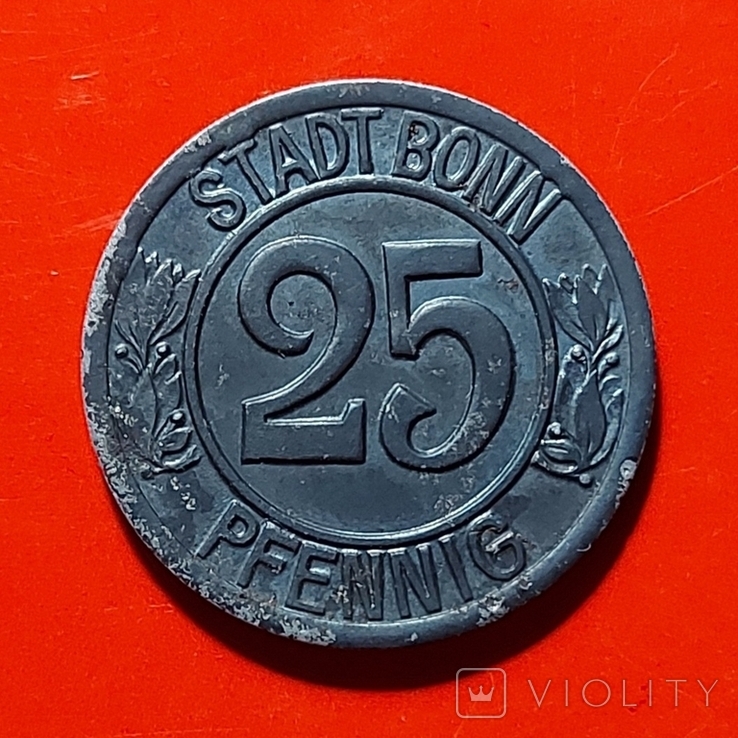 25 пфеннигов 1920 Stadt Bonn Нотгельд. Временные деньги, фото №3