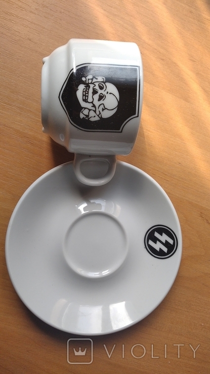 Кофейная пара, чашка+блюдце.Копия 3 рейх die Waffen-SS. мертвая голова, фото №2