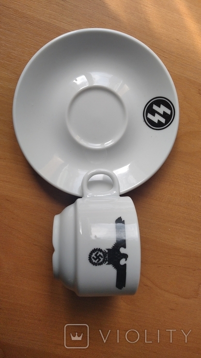 Кофейная пара, чашка+блюдце.Копия 3 рейх die Waffen-SS. мертвая голова, фото №3