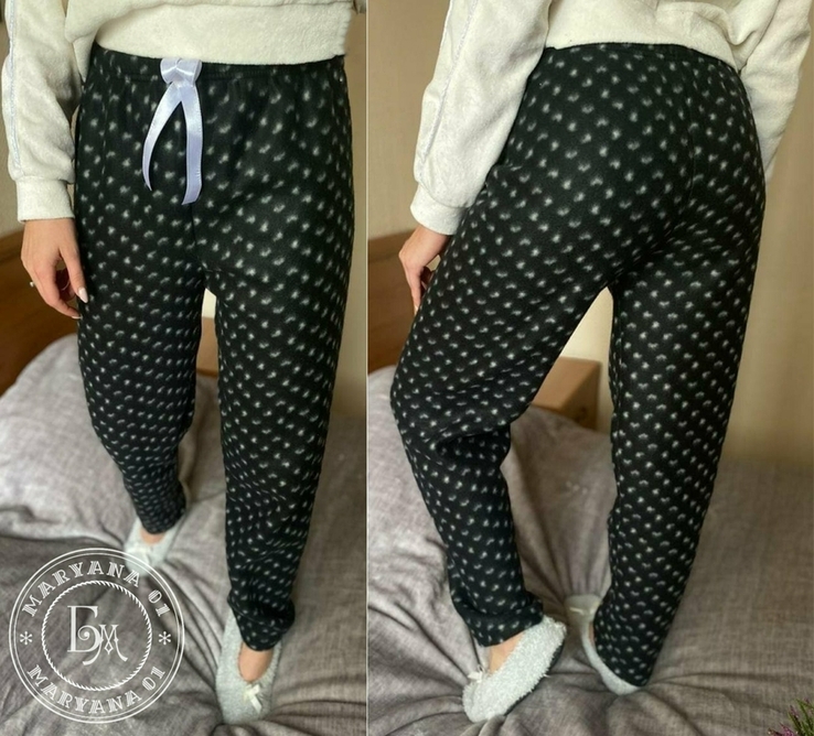 Уютные домашние флисовые штаны / черные размер XL, фото №3