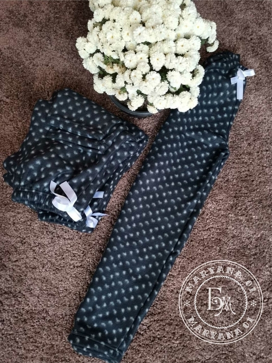 Уютные домашние флисовые штаны / черные размер XL, фото №9