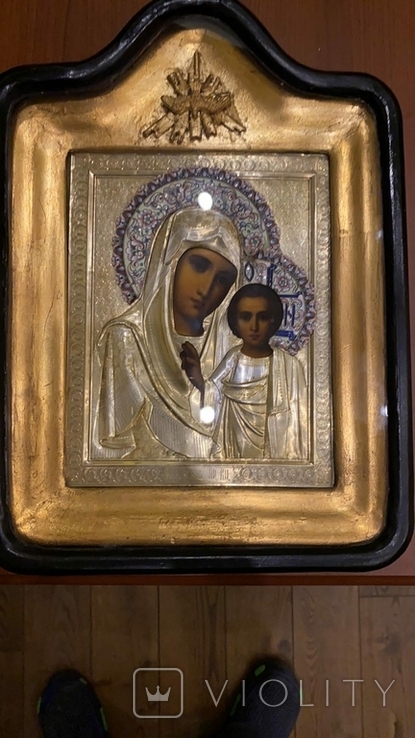 Икона Казанской Божьей матери Серебро, расписные эмали, фото №2