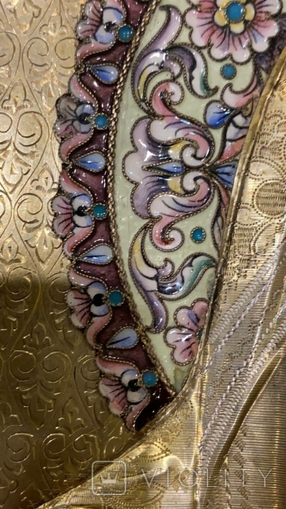Икона Казанской Божьей матери Серебро, расписные эмали, фото №5