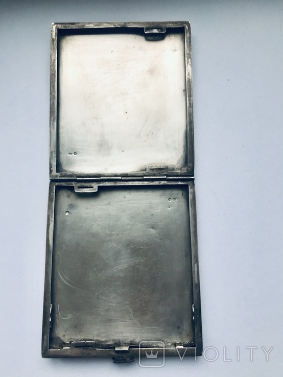 Портсигар серебряный 100x85 мм. 165 гр. с эмалью., фото №7