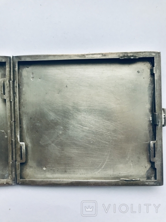 Портсигар серебряный 100x85 мм. 165 гр. с эмалью., фото №9