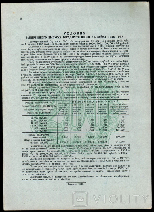 Государственный 2% заем 1948 года, Пять бумаг по 200 рублей., фото №11