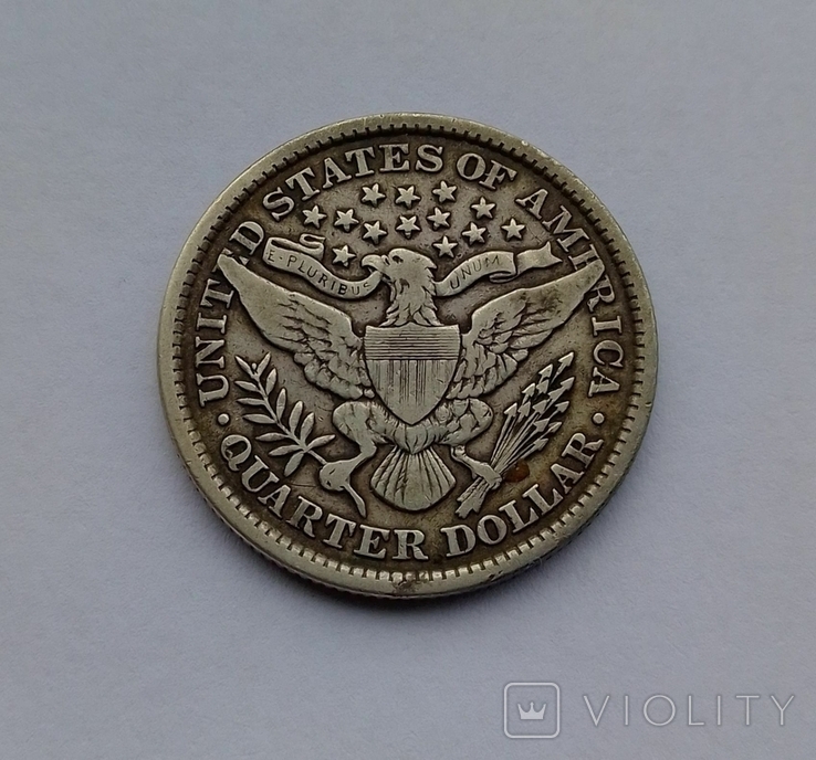 1892 г - 25 центов США,серебро