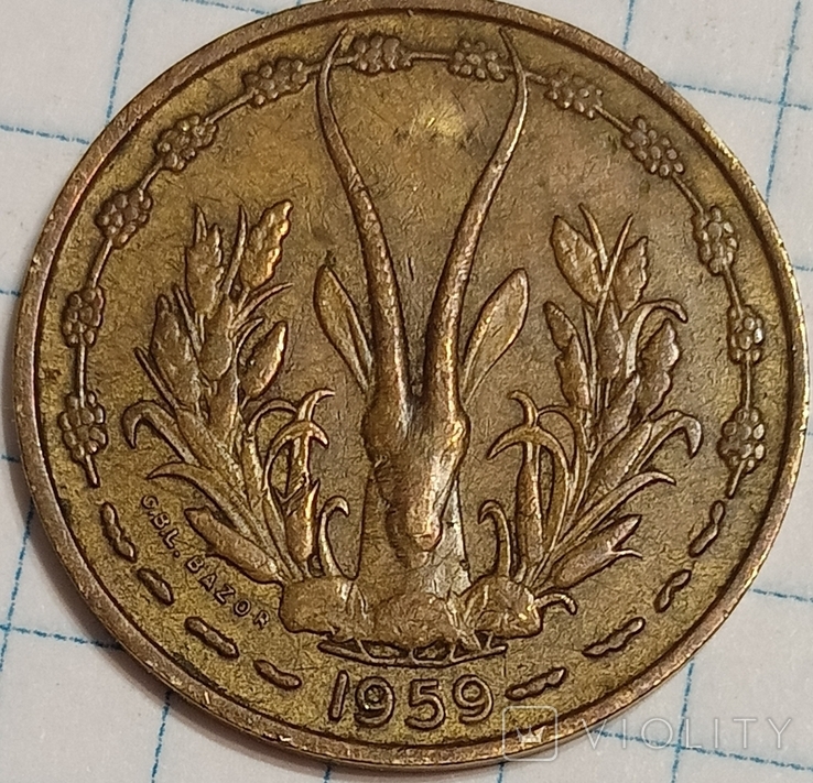 Западная Африка 10 франков 1959, фото №2
