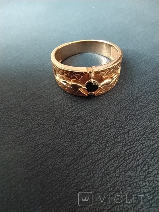 Золотая печатка , Золотое кольцо с камнем, фото №8