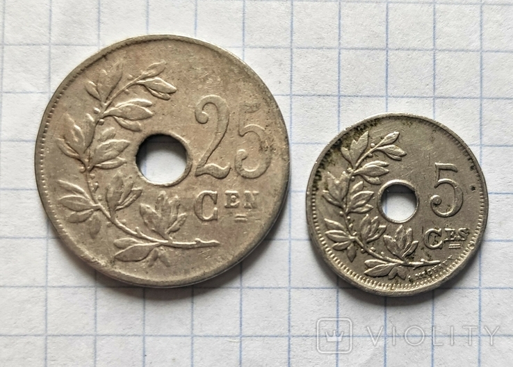 Монеты Бельгии. 1921г. 1923г., фото №2