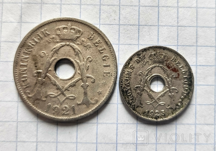 Монеты Бельгии. 1921г. 1923г., фото №3