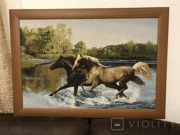 Картина с гобилена лошади 78см на56см, фото №2