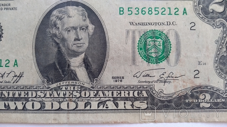 США , 2 доллара , 1976 г. (Состояние Хорошее), фото №3