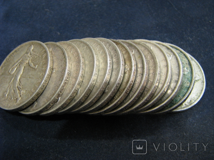 5 франков Франции.Серебро.13шт., фото №2