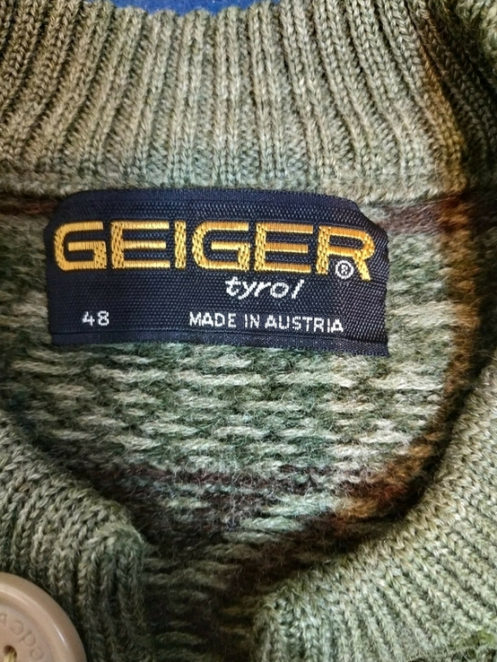 Кофта теплая зимняя GEIGER Австрия шерсть сертификат WOOLMARK р-р 48(состояние!), photo number 7