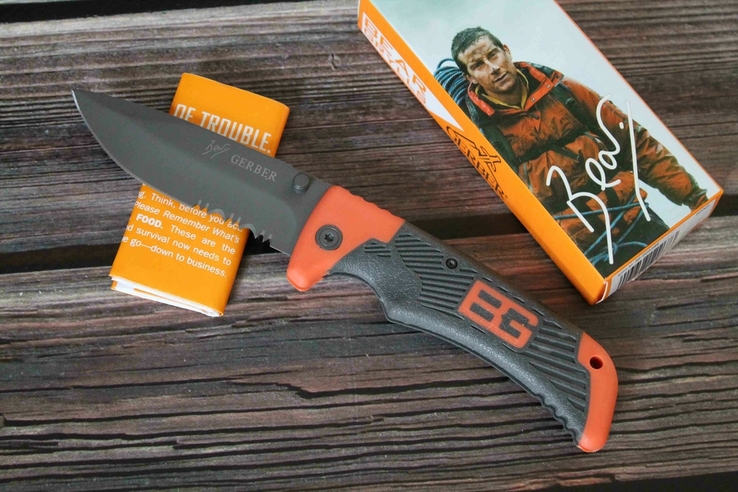 Туристический складной нож Gerber Bear Grylls Scout 18,5 см. с серрейтором, фото №2