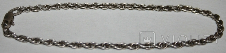 Серебрянный браслет плетение "Бисмарк" (Украина,"лист каштана",925.,6КЮ) 2,8 грамма, фото №3