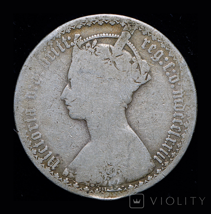 Великобритания готический флорин 1873 серебро