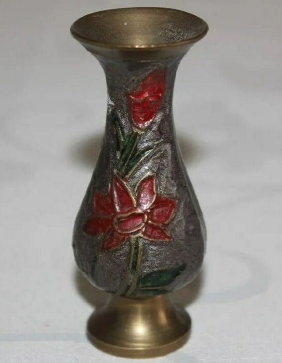 Декоративная вазочка, роспись эмалью (бронза, Испания), фото №2
