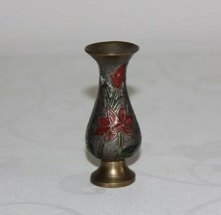 Декоративная вазочка, роспись эмалью (бронза, Испания), фото №3