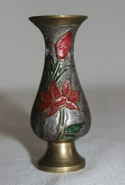 Декоративная вазочка, роспись эмалью (бронза, Испания), numer zdjęcia 5