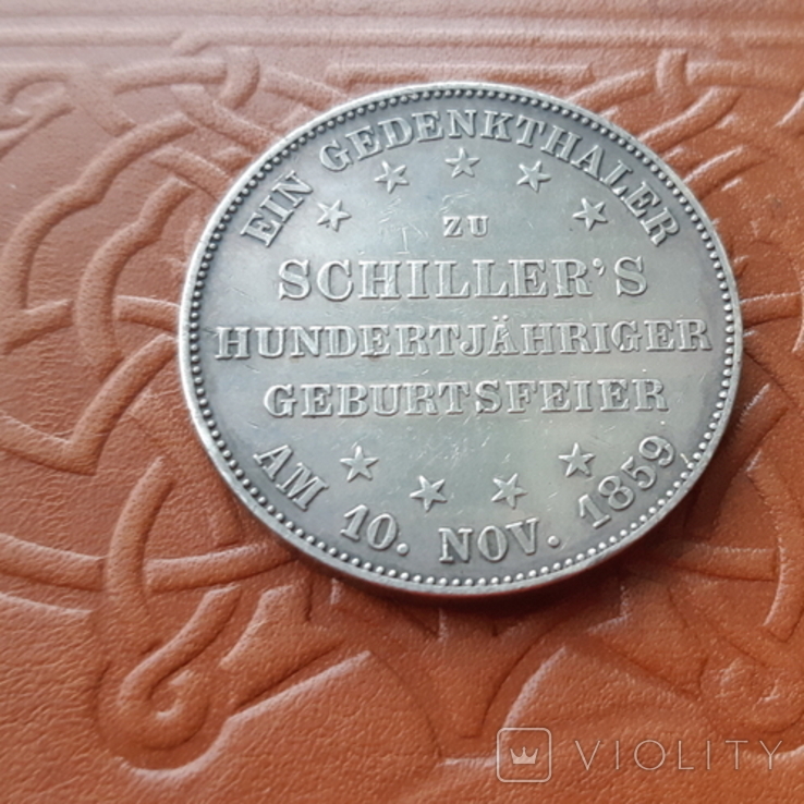 Франкфурт1талер,1859 рік 100 років з дня народження Фрідріха Шиллера, фото №5