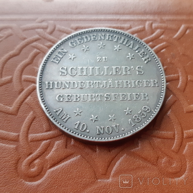 Франкфурт1талер,1859 рік 100 років з дня народження Фрідріха Шиллера, фото №6