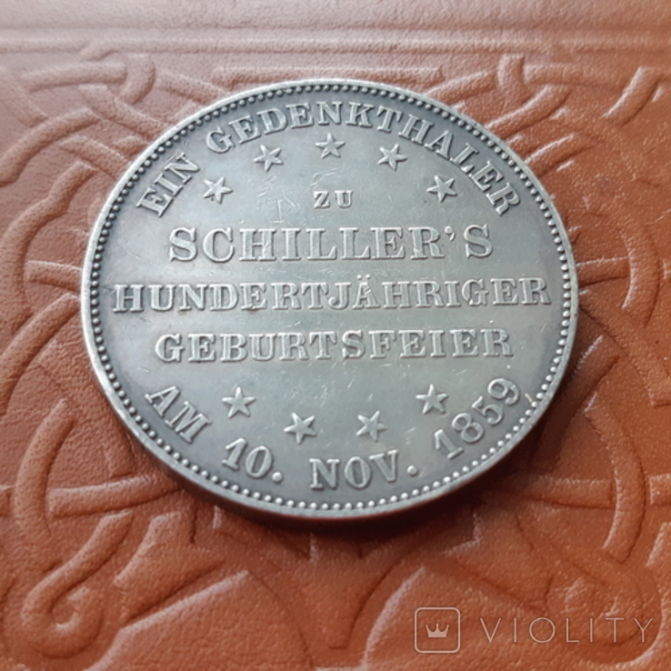 Франкфурт1талер,1859 рік 100 років з дня народження Фрідріха Шиллера, фото №2
