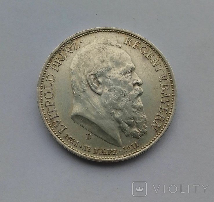 1911 г - 3 марки Германия,Бавария,серебро
