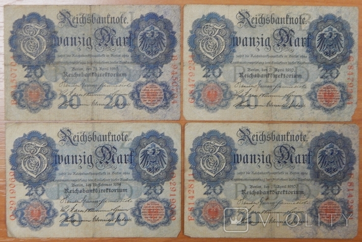 4 боны по 20 марок, Германия