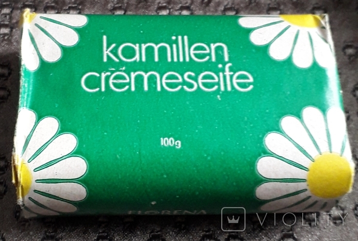 Крем-мыло c ромашкой Kamillen cremeseife, Florena, ГДР. 100г., период 80-х., фото №2