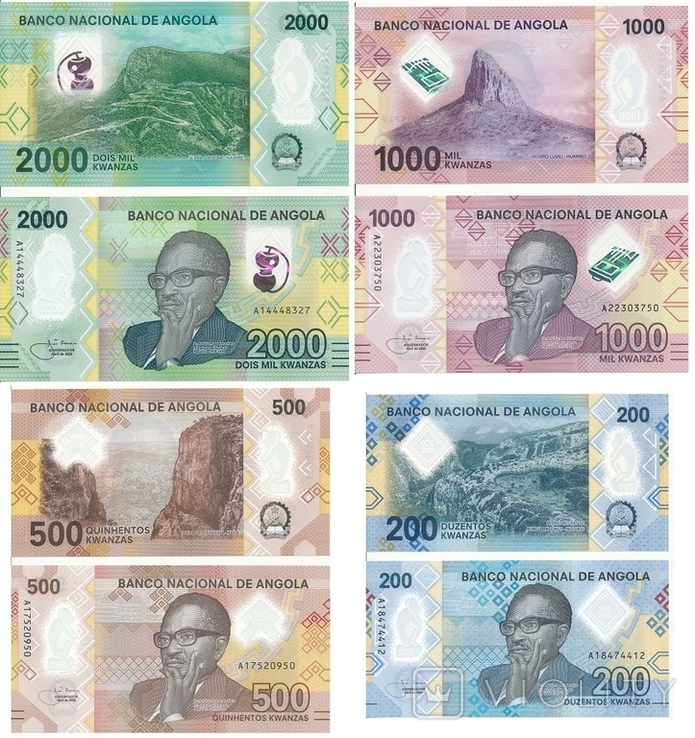 Angola Ангола - набор 4 банкноты 200 500 1000 2000 Kwanzas 2020, фото №2