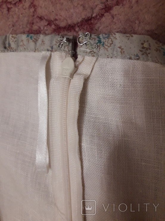 Новая молочно-белая льняная юбка, лён, фото №4