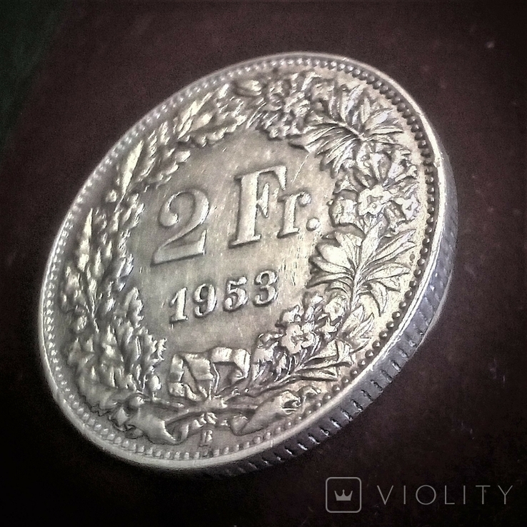 Швейцария 2 франка 1953 aUnc серебро 10 грамм 835 серебро, фото №6