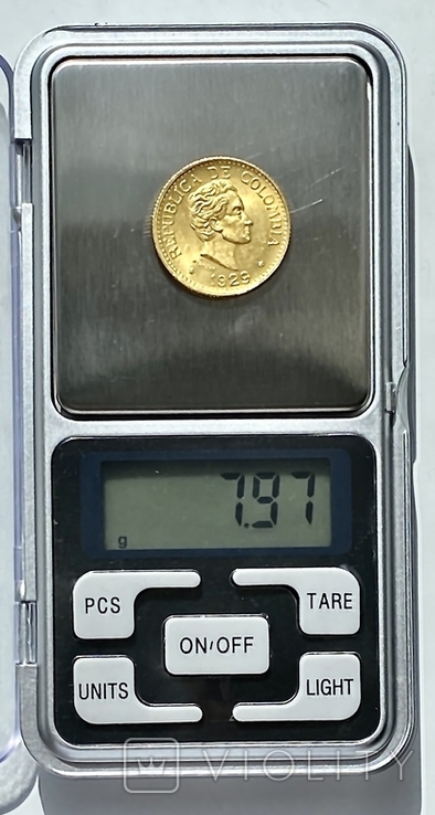 5 песо. 1929. Колумбия (золото 917, вес 7,97 г), фото №12