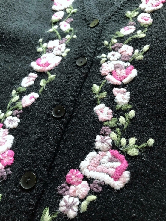 Кардиган кофта в стиле ретро винтаж вышивка размер 14-16 (можно как оверсайз), фото №4