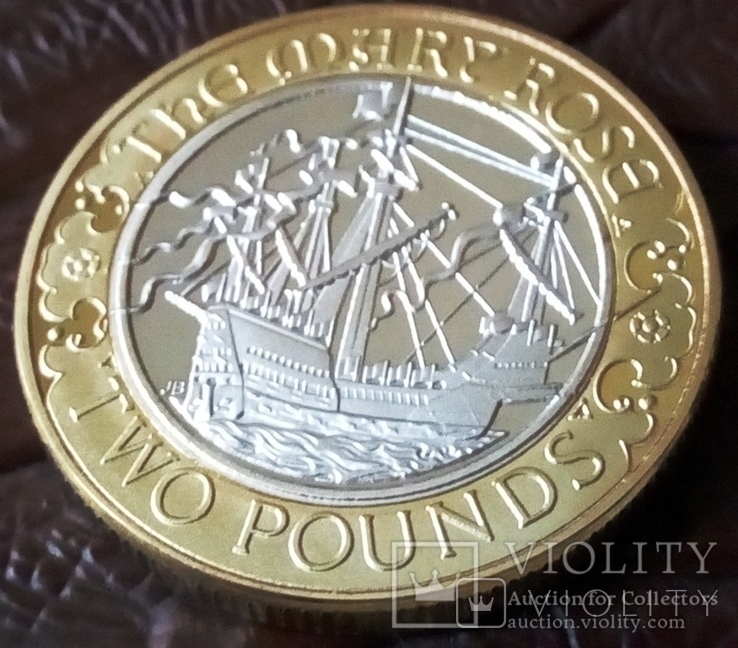 2 фунта 2015 Велика Британія корабель Мері РОЗ -репліка, фото №3