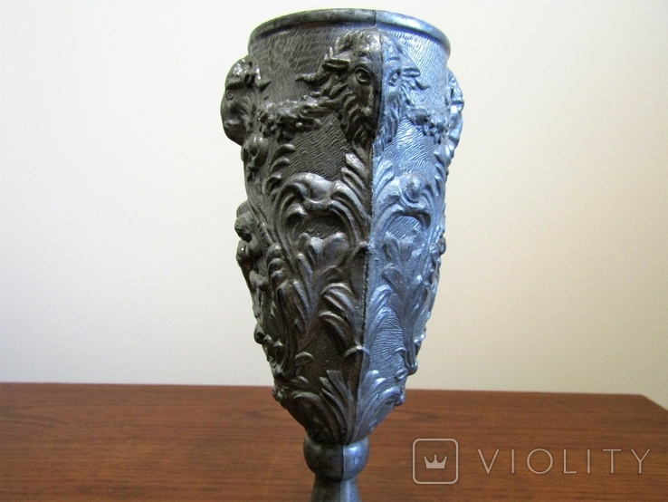 Старинный пивной бокал чаша с Херувимами и головами козлов Барокко винтаж Италия, фото №12