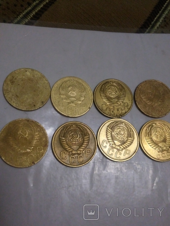 8 монет періоду СССР номіналом 5 копеек роки1929/1936/1943/1946/1948/1955/1956/1991, фото №7