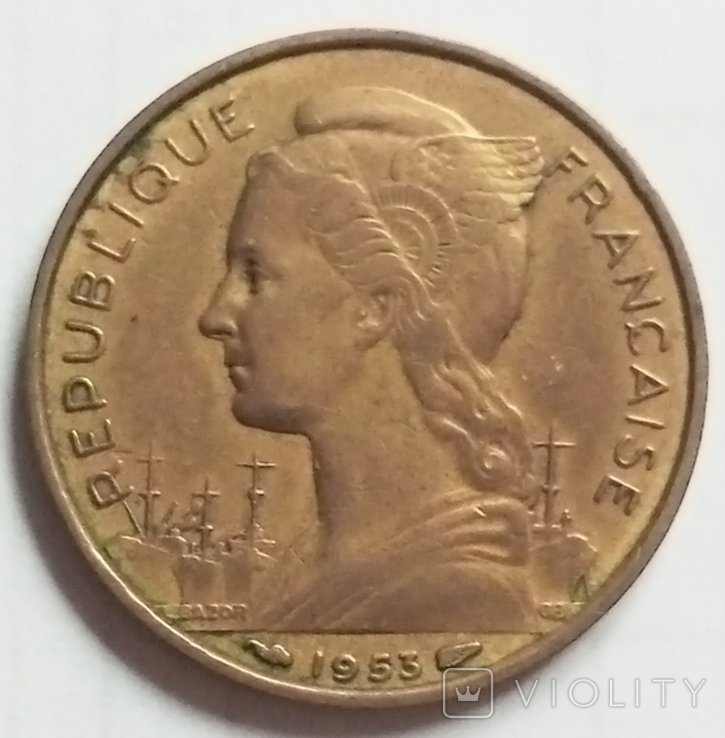20 франков 1953 г. Мадагаскар, фото №2