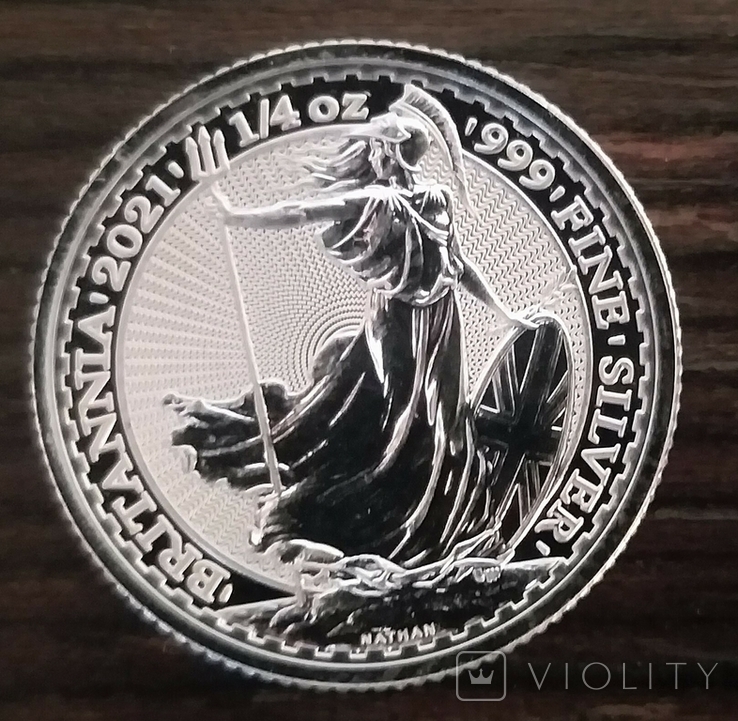 Британика 2021. Стоящая Британия. Серебро 1/4 oz. Silver Britannia 1/4 oz. 2021. 0.50., фото №2