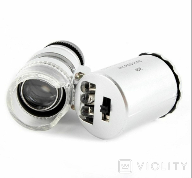 Карманный микроскоп MG 9882 60X с LED и ультрафиолетовой подсветкой