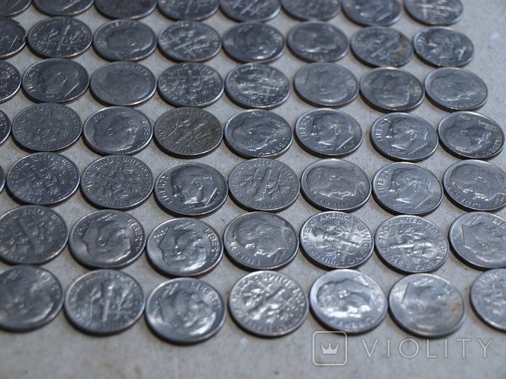 Монеты США 1 дайм 70 шт., фото №5