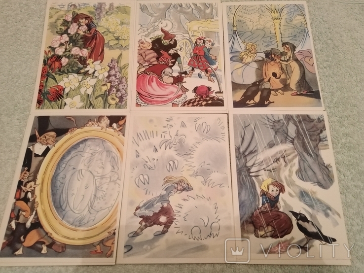 Набор открыток в комплекте 12 штук Снежная Королева 1958 года