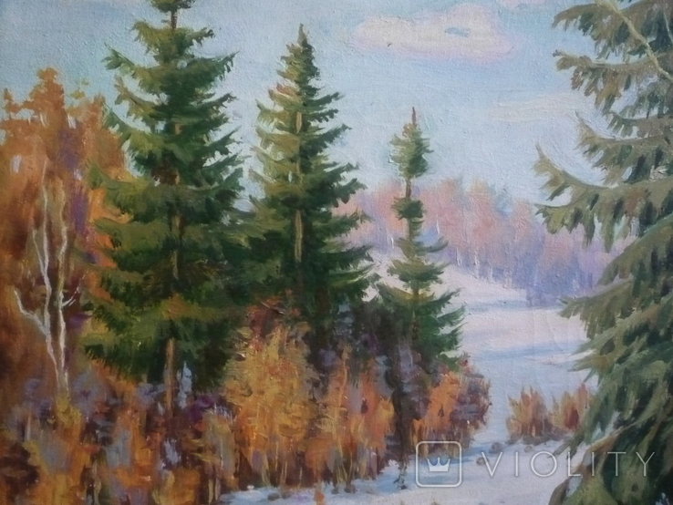 Зима в лесу Кон. ХХ в. 39,5х49,5, фото №5