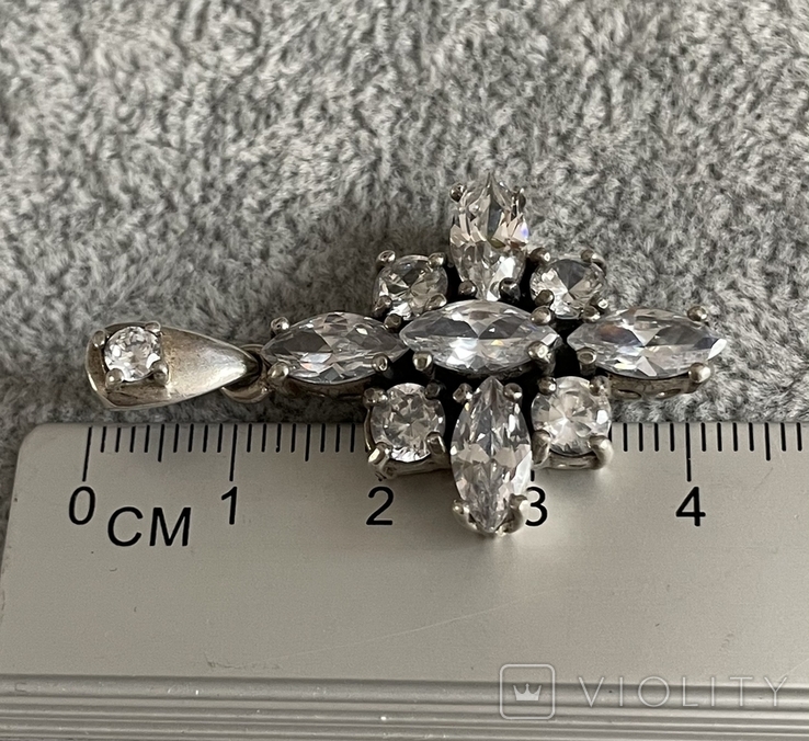 Серебряная подвеска с горным хрусталем (серебро 925 пр, вес 10,9 гр), фото №4